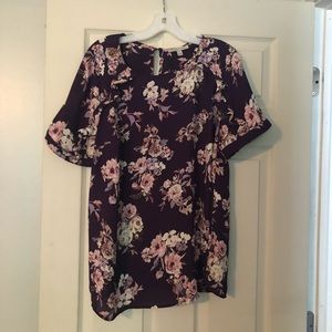Purple and pink floral blouse